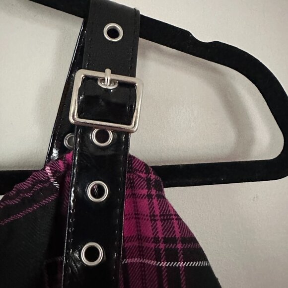 Dolls Kill Charm School Dropout Pink Plaid Bustier Zip Adjustable Top Large - Picture 4 of 7